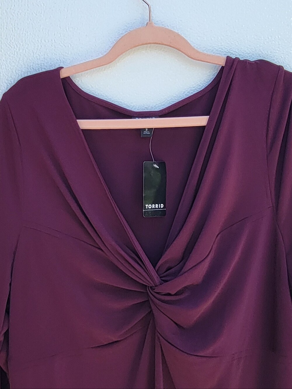 Torrid NWT Plum Twist-Front Long Sleeve Bodysuit Women SIZE 3. - Picture 3 of 8